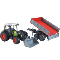 Bruder Claas Nectis 267 F met voorlader en kiepwagen met uitklapbare zijschotten modelvoertuig