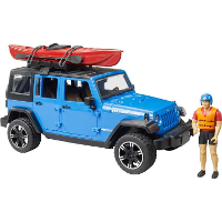 Bruder Jeep Wrangler Rubicon Unlimited met kajak en figuur modelvoertuig