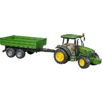 Bruder John Deere 5115M met aanhanger modelvoertuig
