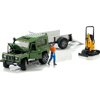 Bruder Land Rover Defender met CB 8010 CTS micrograafmachine modelvoertuig