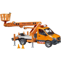 Bruder Mercedes Benz Sprinter met werkplatform en licht en geluid modelvoertuig