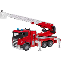 Bruder Scania Super 560R brandweerwagen met ladder, waterpomp en licht en geluid modelvoertuig