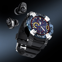 [BT 5.0] LEMFO LEMD TWS Draadloze oortelefoon Polsband Bloeddruk Zuurstofmonitor Oproepbericht Herinner Smart Watch