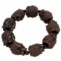 Buddha Head Wood Carved Buddhist Prayer Beads Bracelet