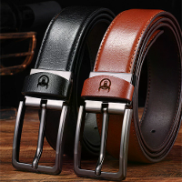 BULLCAPTAIN 130cm Echte Leren Mode Pinch buckle Riem met Doos als Valentijnsdag Verjaardagscadeau voor Man Vader
