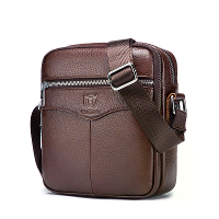 BULLCAPTAI Echte Lederen Schoudertas voor Mannen Runderlederen Messenger Bags Mode Mannen Casual Kleine Dubbele Rits Sch