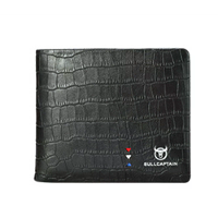 BULLCAPTAIN Business Casual Billfold Cowhide Leather Mannenportemonnee met Cadeau Doos Korte Krokodillenpatroon Houder R