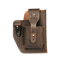 BULLCAPTAIN Echt Lederen Heuptas voor Mannen Belt Tas Pakt 7 inch Mobiele Telefoon Portemonnee Heuptas Draag Gesp Retro