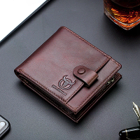 BULLCAPTAIN Echte Lederen Mannen Korte Portemonnee Casual Business Clutch Mannelijke Muntenportemonnee Hasp Rits Kaart H