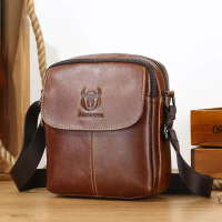 BULLCAPTAIN Echte Lederen Mannen Schoudertassen Business Casual Schoudertas Mode Tassen voor mannen Kleine Handtas Messe