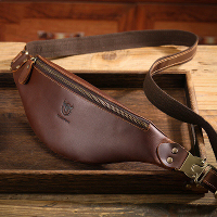 BULLCAPTAIN Echte Leren Heren Riemtasje Crazy Horse Leer Casual Schoudertas Klassieke Retro Borstas Buitenopslag Bergbek