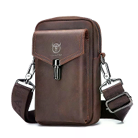 BULLCAPTAIN Echte Leren Heuptassen Voor Mannen Crossbody Tassen Multifunctionele 7 inch Mobiele Telefoon Praktische Tas