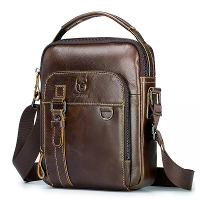 BULLCAPTAIN Echte Leren Schoudertas voor Mannen,Kleine Handtas,Modieuze Crossbody Bag voor Mannen,Dagelijkse Casual Reis