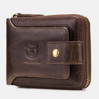 BULLCAPTAIN Echte Leren Wallet voor mannen Portemonnee Rfid Wallet Multifunctionele Opslag Mini Leren Tas Muntportemonne