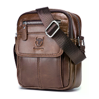 BULLCAPTAIN Heren Casual Schoudertas Hoge Kwaliteit Bedrijfsmessenger Bag Koehuid Leer Mini Zak Grote Capaciteit Tas voo
