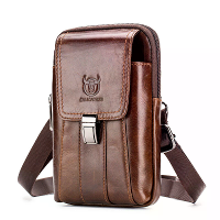 BULLCAPTAIN Heren Echt Leren Heuptas Vintage Mode Runderleer Multifunctionele Compacte Schouderriem Heuptassen Mobiele T