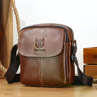 BULLCAPTAIN Heren Echt Leren Schoudertas Zakelijke Casual Schoudertas Kleine Mode Messenger Handtas Stijlvol Ontwerp