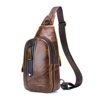 BULLCAPTAIN Heren Echte Leren Borstas Multi vakken Compartment Mode Casual Schouderrugzak voor Reizen