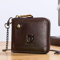BULLCAPTAIN Heren Echte Leren Portemonnees Multifunctionele Bifold Ritsportemonnees RFID Anti magnetisch Multi kaart Slo