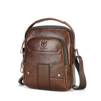BULLCAPTAIN Heren Soft Echt leer Messenger Bag Zakelijk Casual Multifunctionele Rits Handtas Schoudertas