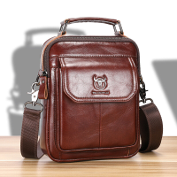 BULLCAPTAIN Klassiek Heren Echte Leren Schoudertas Retro Business Casual Crossbody Tas Grote Capaciteit Handtas