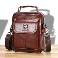 BULLCAPTAIN Klassiek Heren Echte Leren Schoudertas Retro Business Informeel Crossbody Tas Grote Capaciteit Handtas