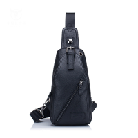 Bullcaptain® Men Genuine Leather Minimalist Chest Bag Leisure Business Crossbody Bag Shoulder Bag