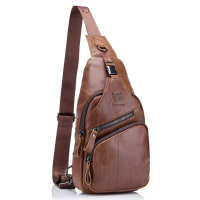Bullcaptain Men Leather Large Capacity Crossbody Bag