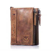 BULLCAPTAIN Vintage Herenportemonnee Top grain Koehuid Leer Rits Kaarthouder Muntzak Bedrijf Casual Mannelijke Geldclip