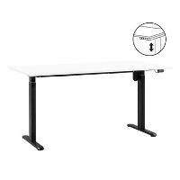 Bureau Homeworx zit/sta elektrisch verstelbaar   wit/zwart   75/118x160x80 cm   Leen Bakker