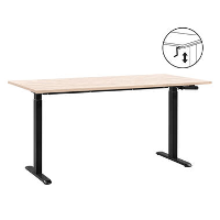 Bureau Homeworx zit/sta handmatig verstelbaar   eikenkleur/zwart   75/118x160x80 cm   Leen Bakker