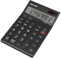 Sharp EL 125T Bureaurekenmachine Zwart Aantal displayposities: 12 werkt op zonne energie, werkt op batterijen (b x h x d) 112 x 13 x 176 mm