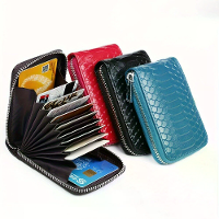 Business PU lederen ID creditcardhouder handtas multi kaart leren munttasje verticale imitatie slangtextuur ritsorganisa
