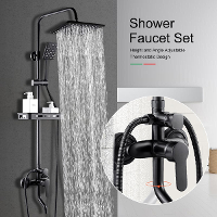 BVSOIVIA 3 IN 1 Badkamer Douchekraan Regenval Doucheset Matte Zwart Wandmontage Badkuip Douchemixer Kraan Douche Systeem