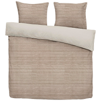 25% Korting   Leen Bakker   Dekbedovertrek Pluch Lines   Zand   200x220 Cm   Polyester   Beige