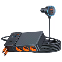 C39 L 289W 1 naar 11 3 Sockets Auto Sigarettenaansteker Splitter Multi Ports Auto Oplader Komt met Dual USB C Uitklapbar