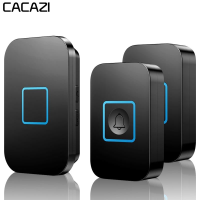 CACAZI A88 Draadloze waterdichte deurbel LED lamp 300M afstandsbediening 2 knoppen 1 ontvanger oproepbel