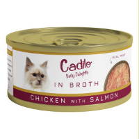 Cadilo Daily Delights   kip met zalm in bouillon   natvoer kat (70 g) 1 verpakking (6 x 70g)