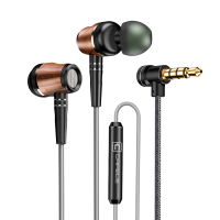 Cafele Wood Grain 3.5Mm In ear Dynamic Earphone Heavy Bass Headphone for iPhone Samsung Xiaomi