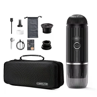 CAFELFFE Draagbare Espressomachine Kit 2 In 1 NS Capsules & Gemalen Koffie Compatibel 7500mAh Batterij met Reiskoffer &
