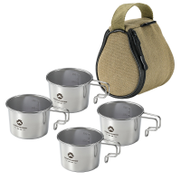 CAMPINGMOON Sierra Bekerset 160 ml / 210 ml Roestvrijstalen Sierra Beker Picknick Bestek Draagbaar Wandelen Kamperen Bek