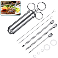 304 Vleesinjector van roestvrij staal BBQ Vleesinjector Marinadespuit 60ml met 3 Naalden Keukengerei voor Rundvlees