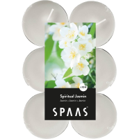 12X Maxi geurtheelichtjes Spiritual Jasmin/wit 10 branduren