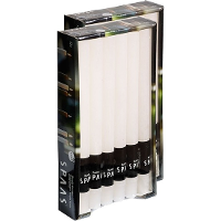 24X Witte rustieke rechte dinerkaarsen 25 cm 10 branduren