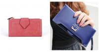 Candy Color Pu Leather Long Envelope Wallet