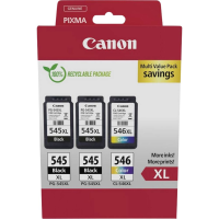 Canon Inktcartridge PG 545XL+CL 546XL Origineel Triple Zwart, Zwart, Kleur 8286B013