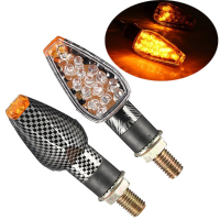 Carbon Motorcycle Turn Signal 14 Led Indicator Lights For Honda