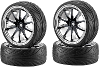 Carson Modellsport 1:10 Straatmodel Complete wielen On Road 10 spaaks Zwart 4 stuks