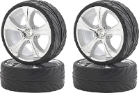 Carson Modellsport 1:10 Straatmodel Complete wielen On Road 5 spaaks Zilver 4 stuks