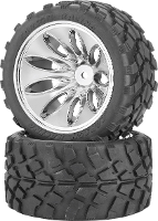 Carson Modellsport 1:10 Truggy Complete wielen Dirty 8 spaaks Chroom 2 stuks